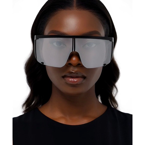 Shield Sunglasses Silver Mirrored Lens Visor Cyclops Sport Sun Glasses Lentes - Picture 10 of 12